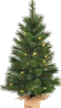 Black Box Kunstkerstbomen^ Trees - Lawson Kerstboom Met Burlap Led Werkt Op Batterijen Groen 40L Tips 102 - H90Xd48Cm - Kerstbomen