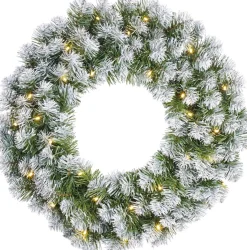 Black Box Trees Norton Kerstkrans Met Led Verlichting - O60 Cm - Frosted Green Fashion