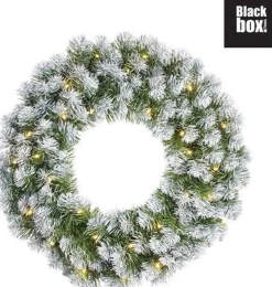 Black Box Trees Norton Kerstkrans Met Led Verlichting - O60 Cm - Frosted Green Fashion