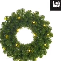 Black Box Trees - Norton Krans Led Werkt Op Batterijen Groen 20L Tips 90 - D45Cm - Kerstbomen New