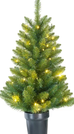 Black Box Kunstkerstbomen^ Trees Riverton Kunstkerstboom In Pot Met Led Verlichting - H90 X O58 Cm - Groen