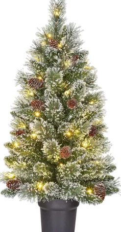 Black Box Kunstkerstbomen^ Trees Vandans Kunstkerstboom In Pot Met Led Verlichting - H90 X O48 Cm - Frosted Green