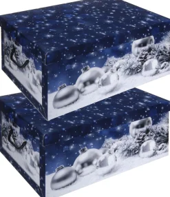 Merkloos Kerstspullen Opbergers^Blauwe Kerstballen/Kerstversiering Opbergbox 49 Cm