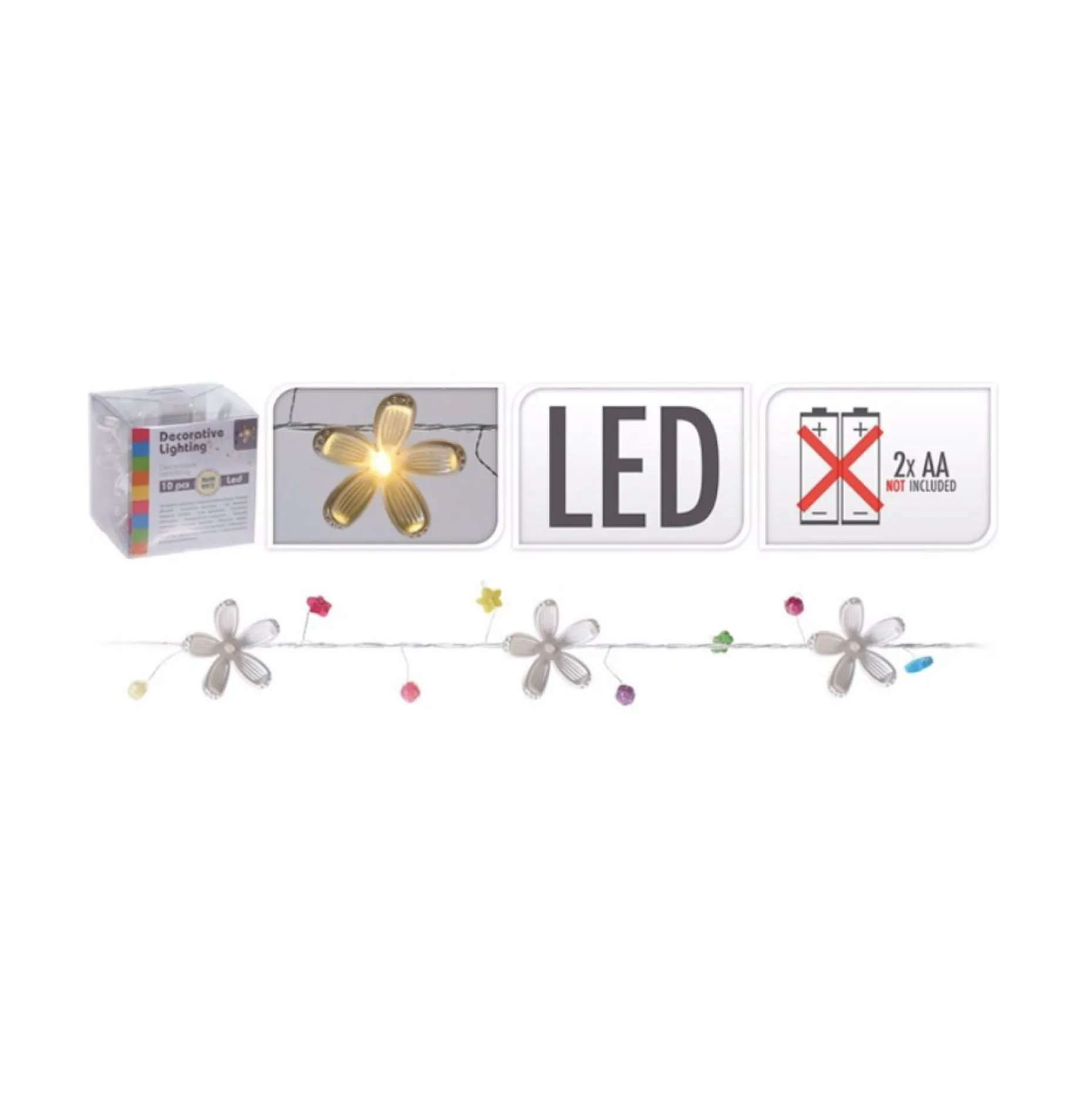* Lichtslangen^Bloemen String Lights With Safari Multicolour 10X Led Licht (170Cm)