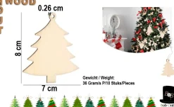 Bob Online Decoratieve Kerstbomen^™ - 10 Stuks - Houten Kerstboom Vormen - Kerstversiering - Kersttafelversiering – Kerstboomversiering – 10 Pcs – Wooden Christmas Tree Shapes – Christmas Tree Decorations – Diy Kerst Slinger Maken – Houten Kerstboom Cadeau Label + Jutekoord