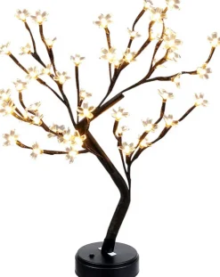 Merkloos Verlichte Kerstfiguren^Bonsai - Kerstbloesem - Led Kerstboom - Warm Wit - 48 Led - Licht Boom Warm Wit - Led Boom Binnen - 50Cm