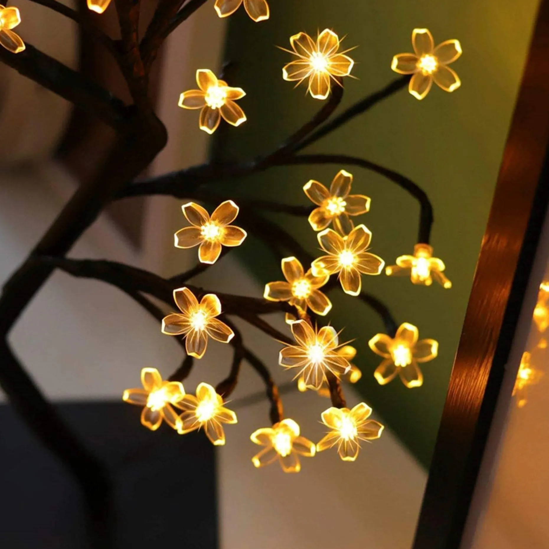 Merkloos Verlichte Kerstfiguren^Bonsai - Kerstbloesem - Led Kerstboom - Warm Wit - 48 Led - Licht Boom Warm Wit - Led Boom Binnen - 50Cm