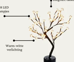 Merkloos Verlichte Kerstfiguren^Bonsai - Kerstbloesem - Led Kerstboom - Warm Wit - 48 Led - Licht Boom Warm Wit - Led Boom Binnen - 50Cm