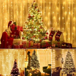 BOTC Lichtgordijnen^ Led Lichtgordijn Sfeerverlichting - Inclusief Afstandsbediening - Led Kerstverlichting Lichtgordijn - 3 Meter - 300 Lichten - Warm Wit