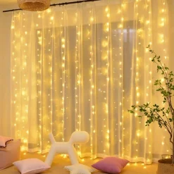 BOTC Lichtgordijnen^ Led Lichtgordijn Sfeerverlichting - Inclusief Afstandsbediening - Led Kerstverlichting Lichtgordijn - 3 Meter - 300 Lichten - Warm Wit