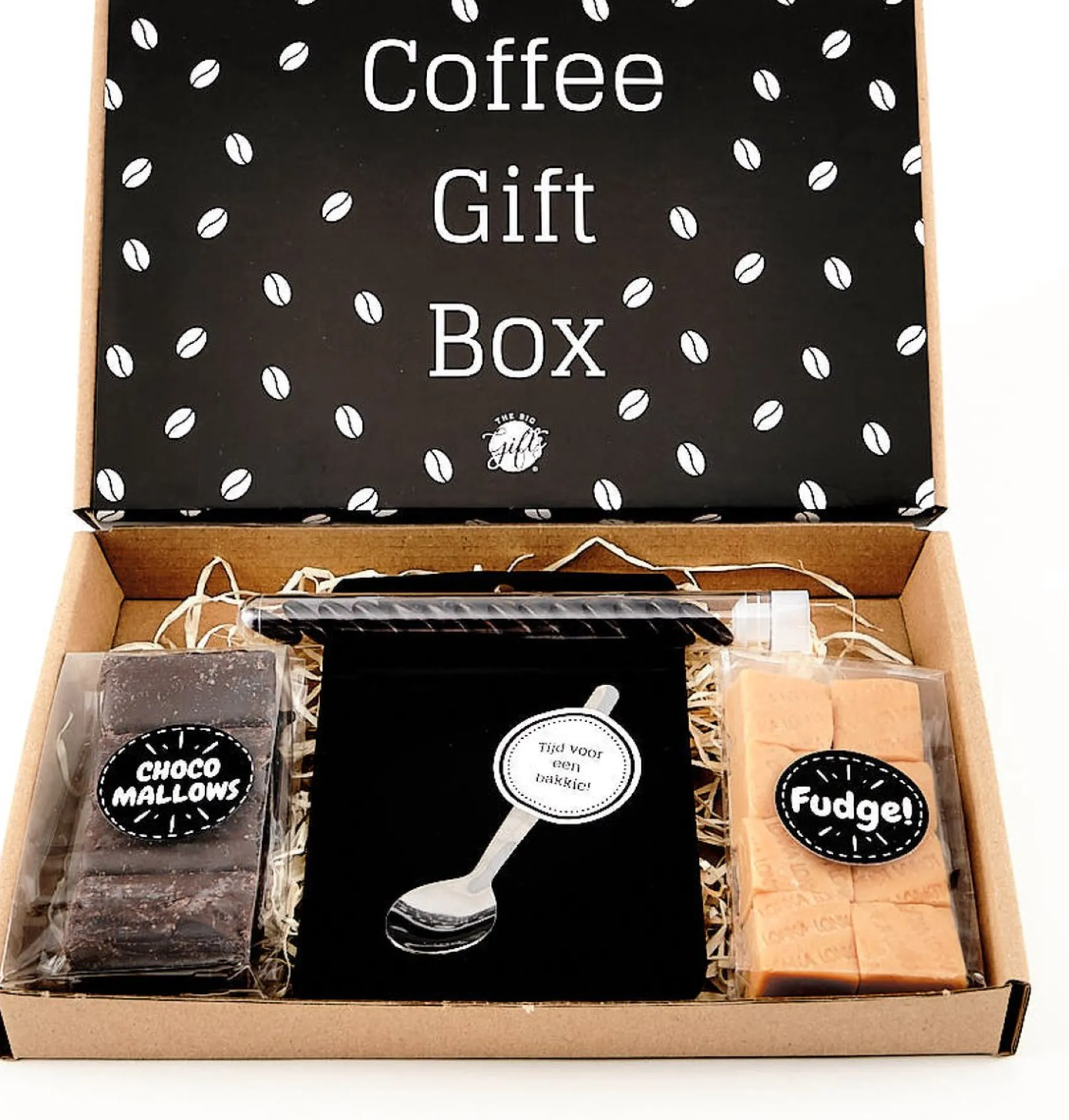 Merkloos Kerstpakketten^Brievenbuspakket Coffee Gift Box - Cadeau - Koffie - Brievenbus Pakket - The Big Gifts - Cadeau Voor Man - Cadeau Voor Vrouw - Giftset - Chocolade - Eten - Vaderdag - Moederdag - Pasen - Snoep - Cadeaubox