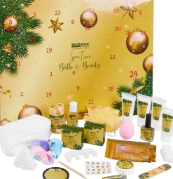 Brubaker Adventskalenders^ Cosmetics Beauty Advent Kalender 2023 - De Xxl Wellness Kerstkalender Voor Vrouwen En Meisjes - 24 X Lichaamsverzorging Producten & Spa Accessoires - Goud
