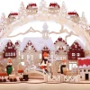 Brubaker 3D Led-Lichtboog, Lichtboog, Winterlandschap Met Oude Stad, Led-Verlichting, Natuurlijk Hout, 43,5 X 27 X 10,1 Cm, Handgeschilderd New