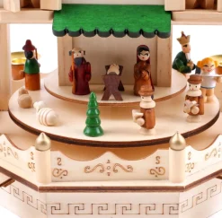 Brubaker Kerstpiramide Adventshaus 49 Cm - Kerststal Op 4 Etages - Kaarsenpiramide Met 4 Kaarshouders Van Metaal - Hout Natuur - Handgeschilderde Figuren Cheap
