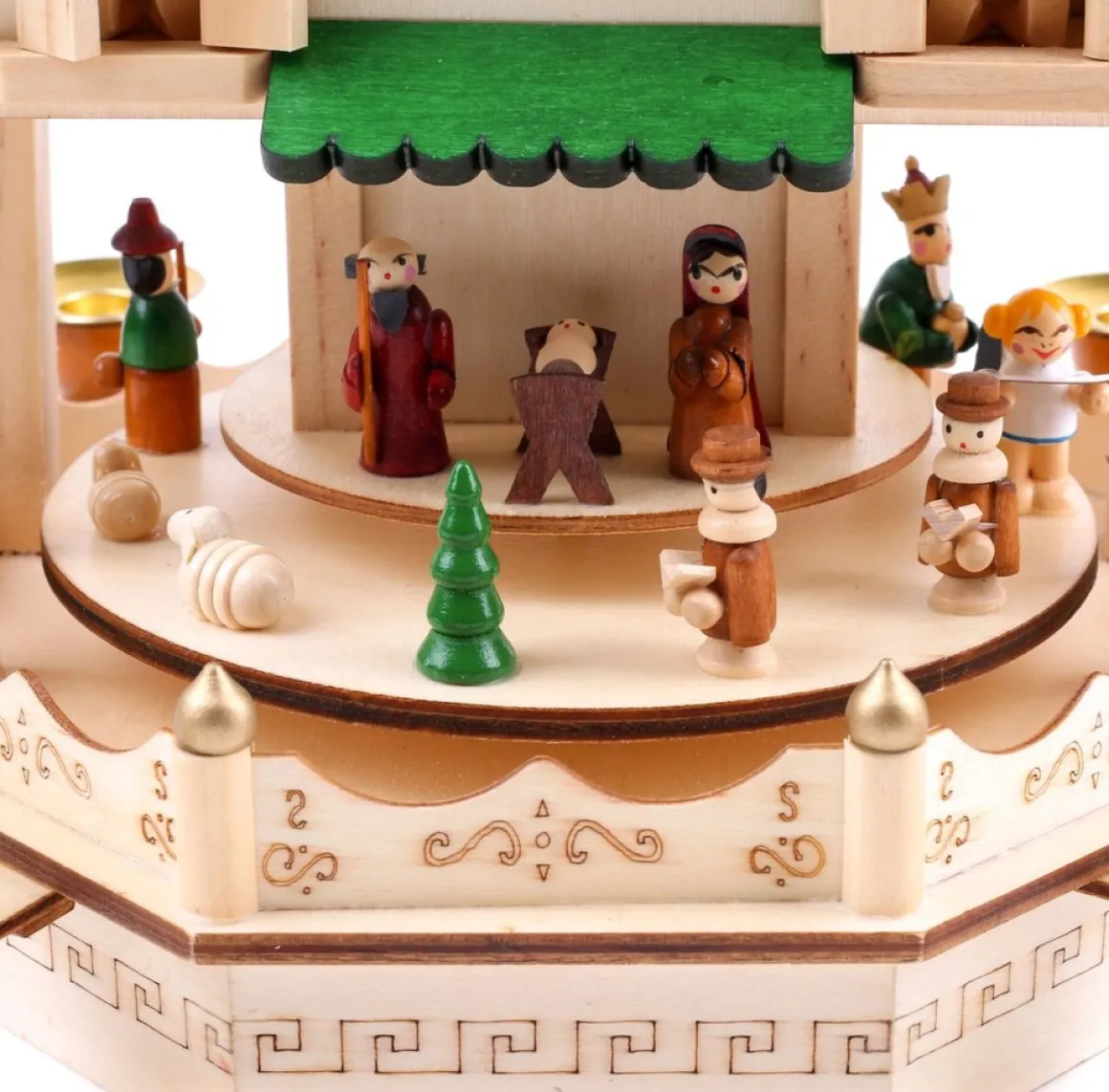 Brubaker Kerstpiramide Adventshaus 49 Cm - Kerststal Op 4 Etages - Kaarsenpiramide Met 4 Kaarshouders Van Metaal - Hout Natuur - Handgeschilderde Figuren Cheap