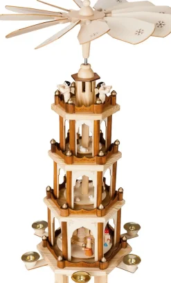 Brubaker Kerstpiramide Houten Piramide - Natuur - 4 Niveaus - 60 Cm Hoogte - Handbeschilderde Figuren Store