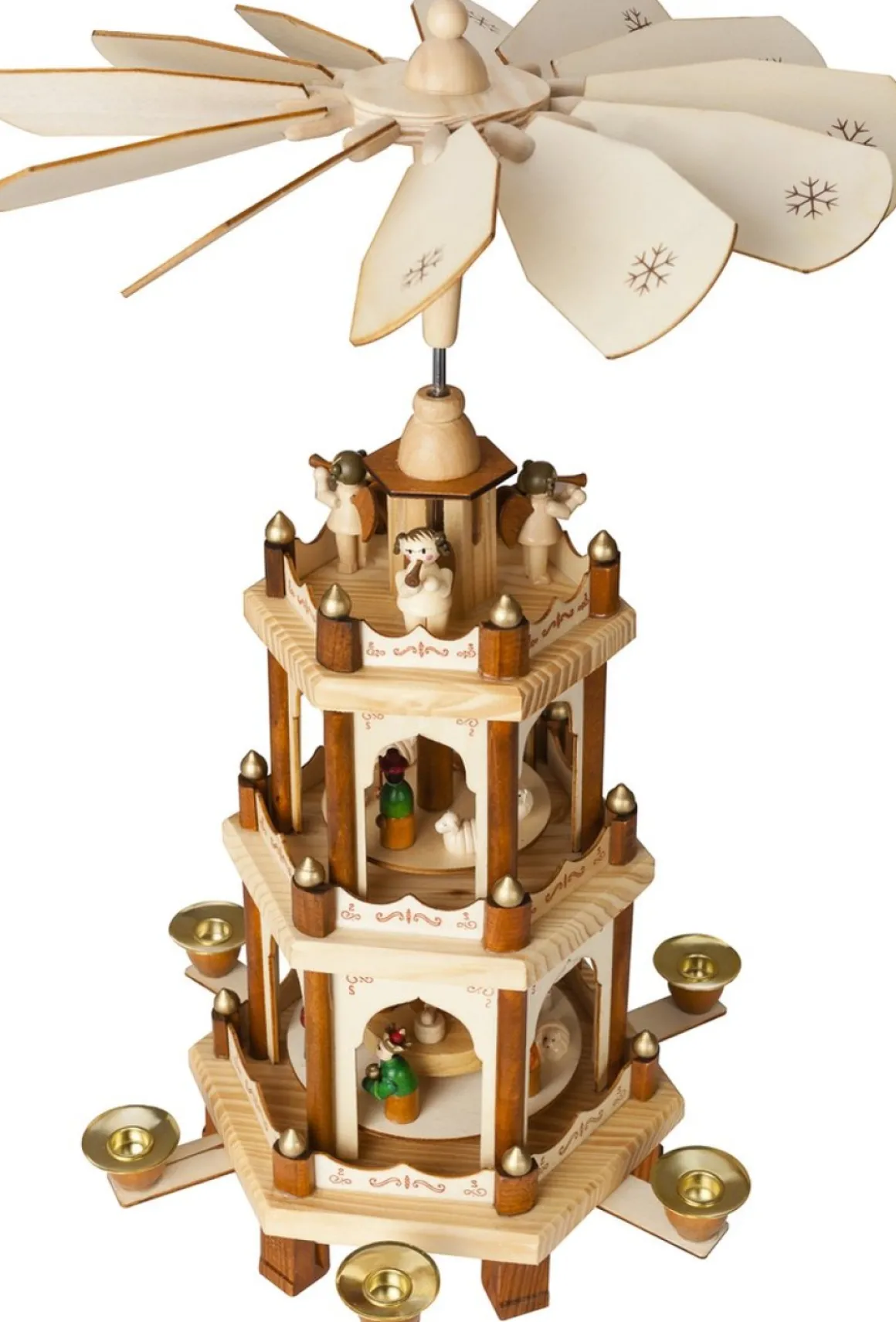Brubaker Kerstpiramide Houten Piramide - Natuur - 3 Niveaus - 45 Cm Hoogte - Handbeschilderde Figuren Clearance