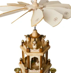 Brubaker Kerstpiramide Houten Piramide - Natuur - 3 Niveaus - 45 Cm Hoogte - Handbeschilderde Figuren Clearance