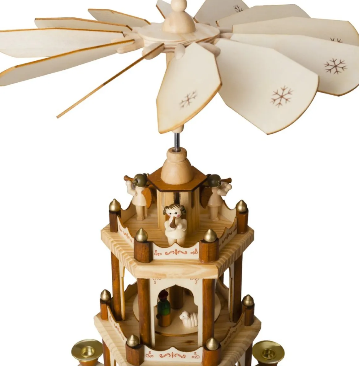 Brubaker Kerstpiramide Houten Piramide - Natuur - 3 Niveaus - 45 Cm Hoogte - Handbeschilderde Figuren Clearance