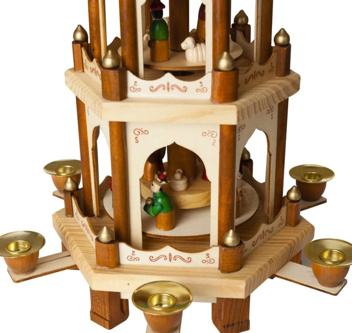 Brubaker Kerstpiramide Houten Piramide - Natuur - 3 Niveaus - 45 Cm Hoogte - Handbeschilderde Figuren Clearance