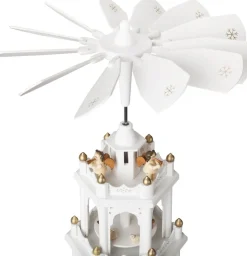 Brubaker Kerstpiramide Houten Piramide - Wit - 3 Niveaus - 45 Cm Hoogte - Handbeschilderde Figuren Fashion