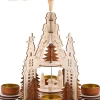Brubaker Kerstpiramide Kathedraal 29 Cm - Maria, Jozef En Jezus - 2 Etages - Theelichtpiramide Met 4 Theelichthouders Van Metaal - Hout Natuur Shop