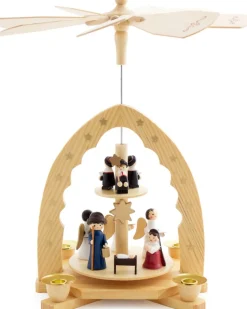 Brubaker 2 Tier Houten Kerstpiramide - 30 Cm - Kerststal Christus Geboorte Met Maria En Josef, Engelen En Carol Zangers Store