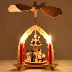Brubaker 2 Tier Houten Kerstpiramide - 30 Cm - Kerststal Christus Geboorte Met Maria En Josef, Engelen En Carol Zangers Store