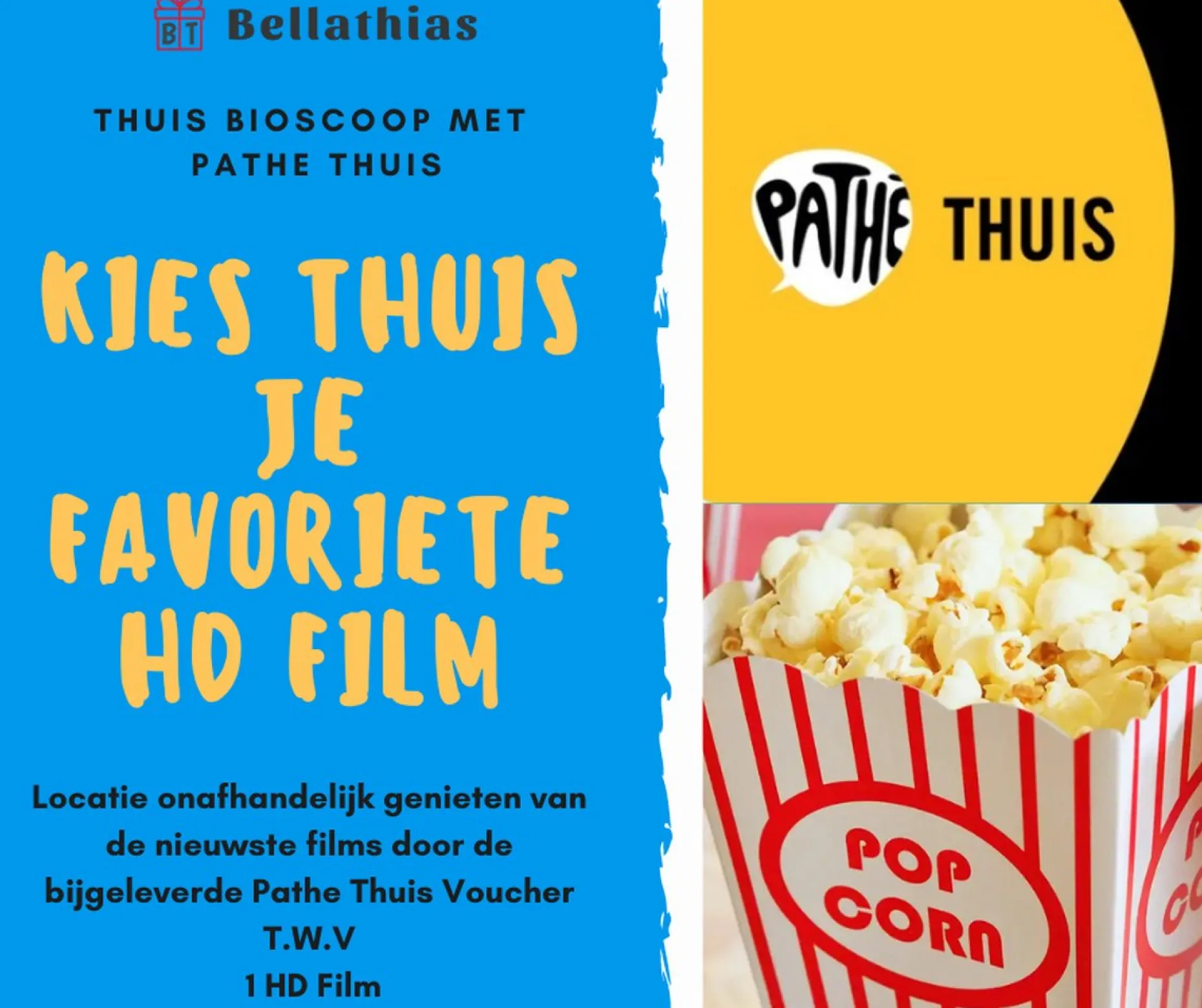 Bellathias Kerstpakketten^Cadeaupakket Filmpakket Xl – Leuke Cadeau - Pathe Thuis – Geschenkset – Geschenkpakket – Met Film Voucher