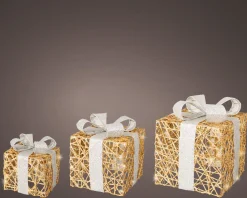 Lumineo Verlichte Kerstfiguren^Cadeau Set Van 3 Met Led Verlichting Zilver