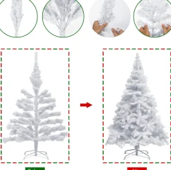 Casaria Kunstkerstbomen^ Kerstboom Pvc - Metalen Voet - 180 Cm