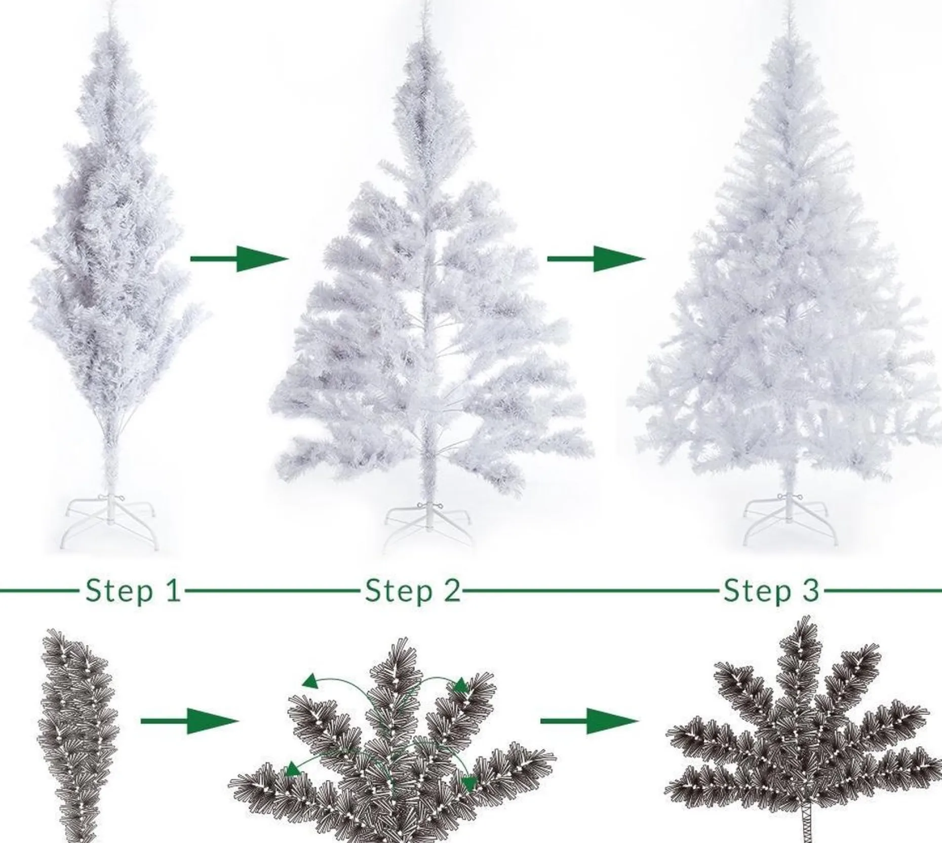 Casaria Kunstkerstbomen^ Kerstboom Pvc - Metalen Voet - 180 Cm