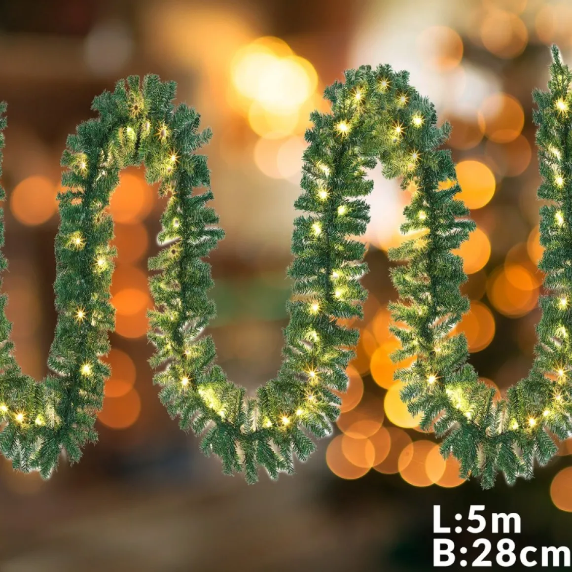 Casaria Kerstguirlande - 10 M Incl. 5 M Stroomkabel - 100 Led Fashion