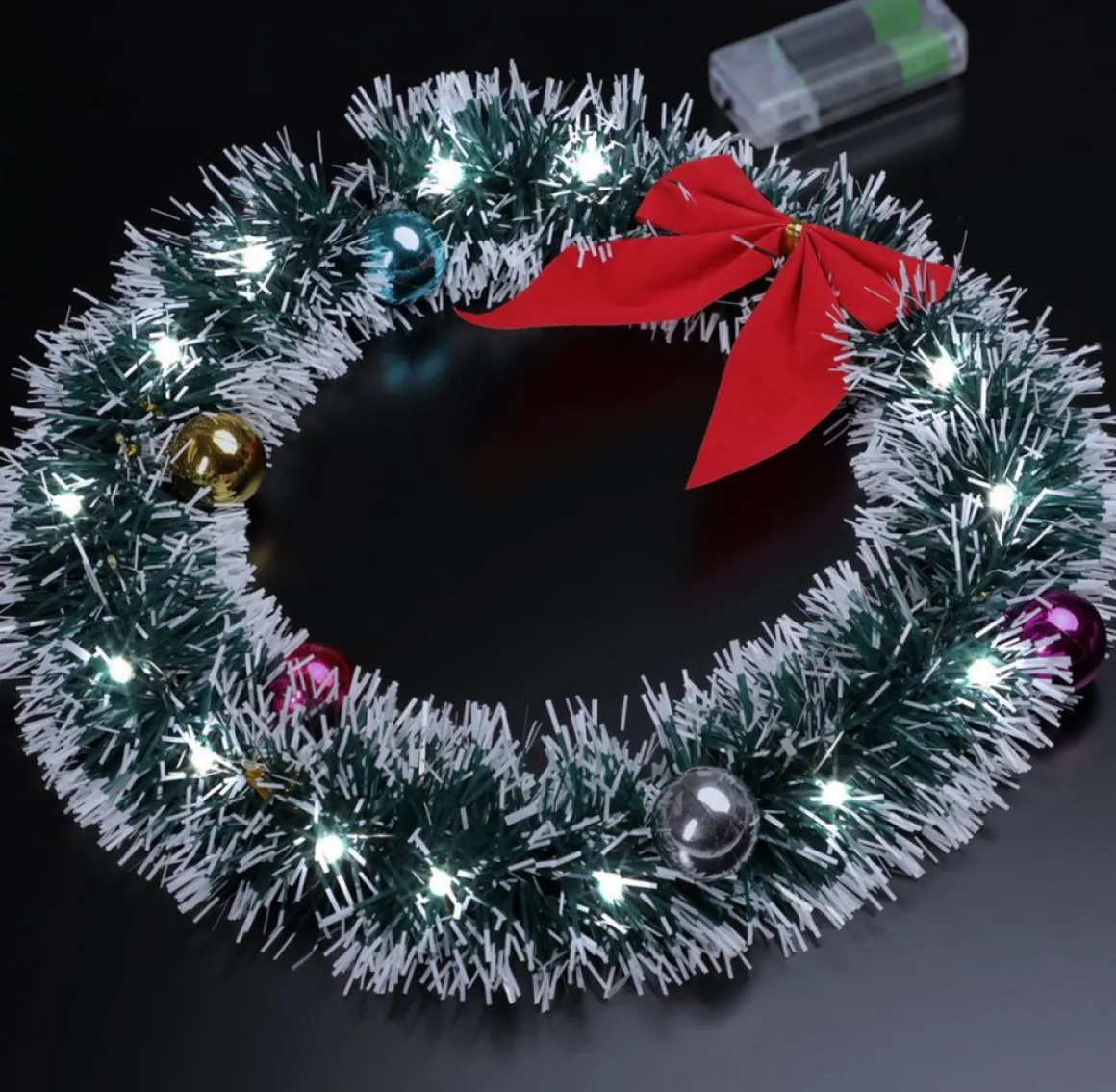 Casaria Kerstkrans 32Cm 20X Led Werkt Op Batterijen Deurkrans Kerstdeco Rood New