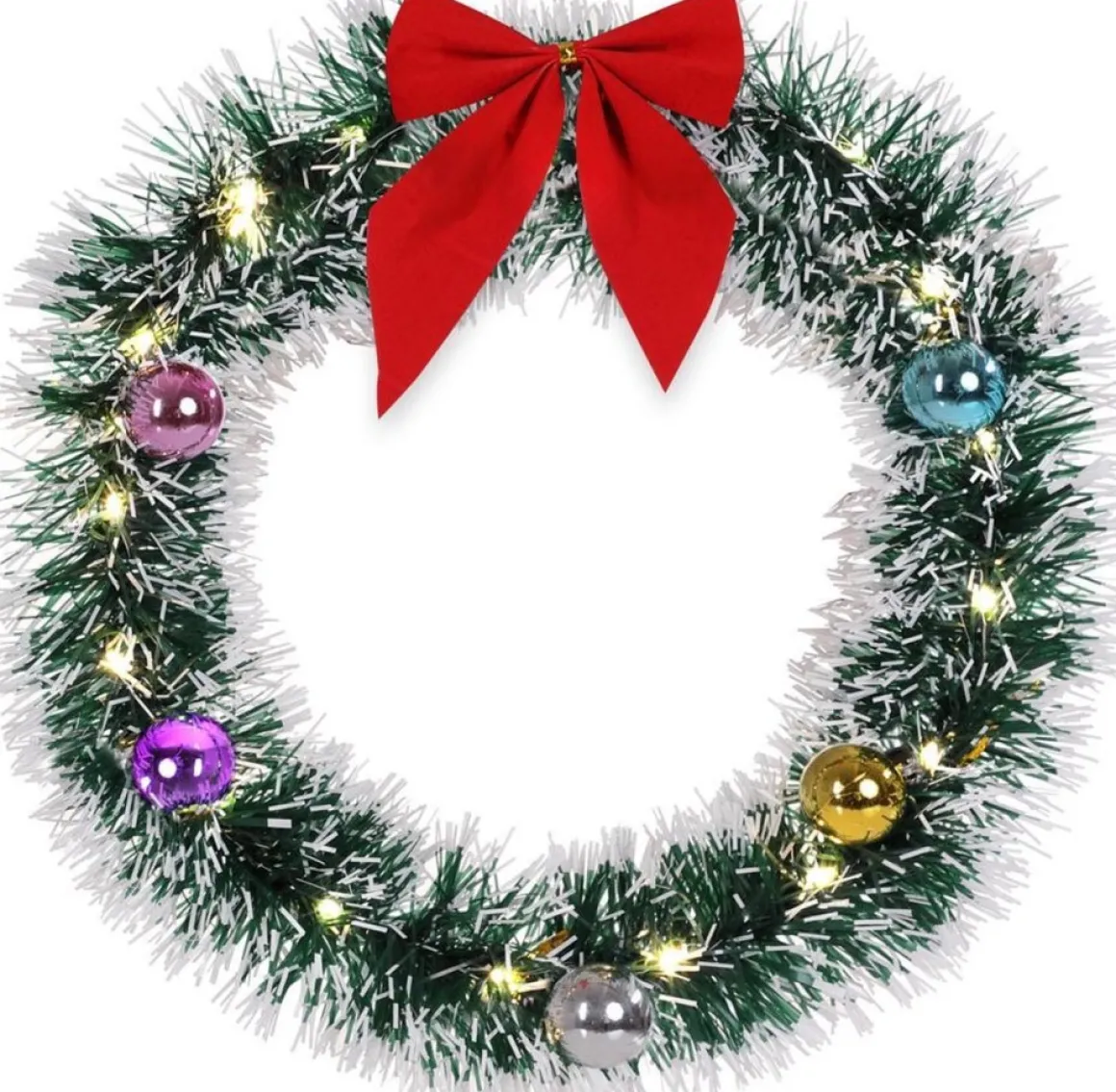 Casaria Kerstkrans 32Cm 20X Led Werkt Op Batterijen Deurkrans Kerstdeco Rood New