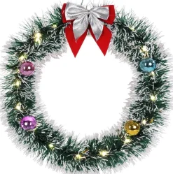 Casaria Kerstkrans 32Cm 20X Led Werkt Op Batterijen Deurkrans Kerstdeco Zilver Fashion