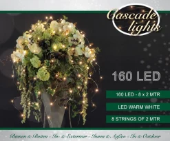 Anna's Collection Kerstlichtsnoeren^Cascade Draadverlichting Zilver Met 160 Warm Witte Lampjes