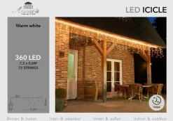 CBD Lichtgordijnen^ Ijspegel Verlichting - 720 X 60Cm - 360 Led Warm Wit - 5M Aanloopsnoer Transparant