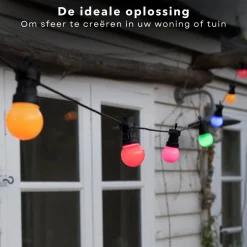 Cheqo Lichtslangen^® Feestverlichting - Lichtsnoer - Tentverlichting - Fairy Lights - 10L, 3V/20Ma - 8 Lichtfuncties - 50Cm Afstand - 9.50M Snoer - Ip44 Beschermwaarde - 2.4W Power Consumption - Ophangoog - Binnen & Buiten