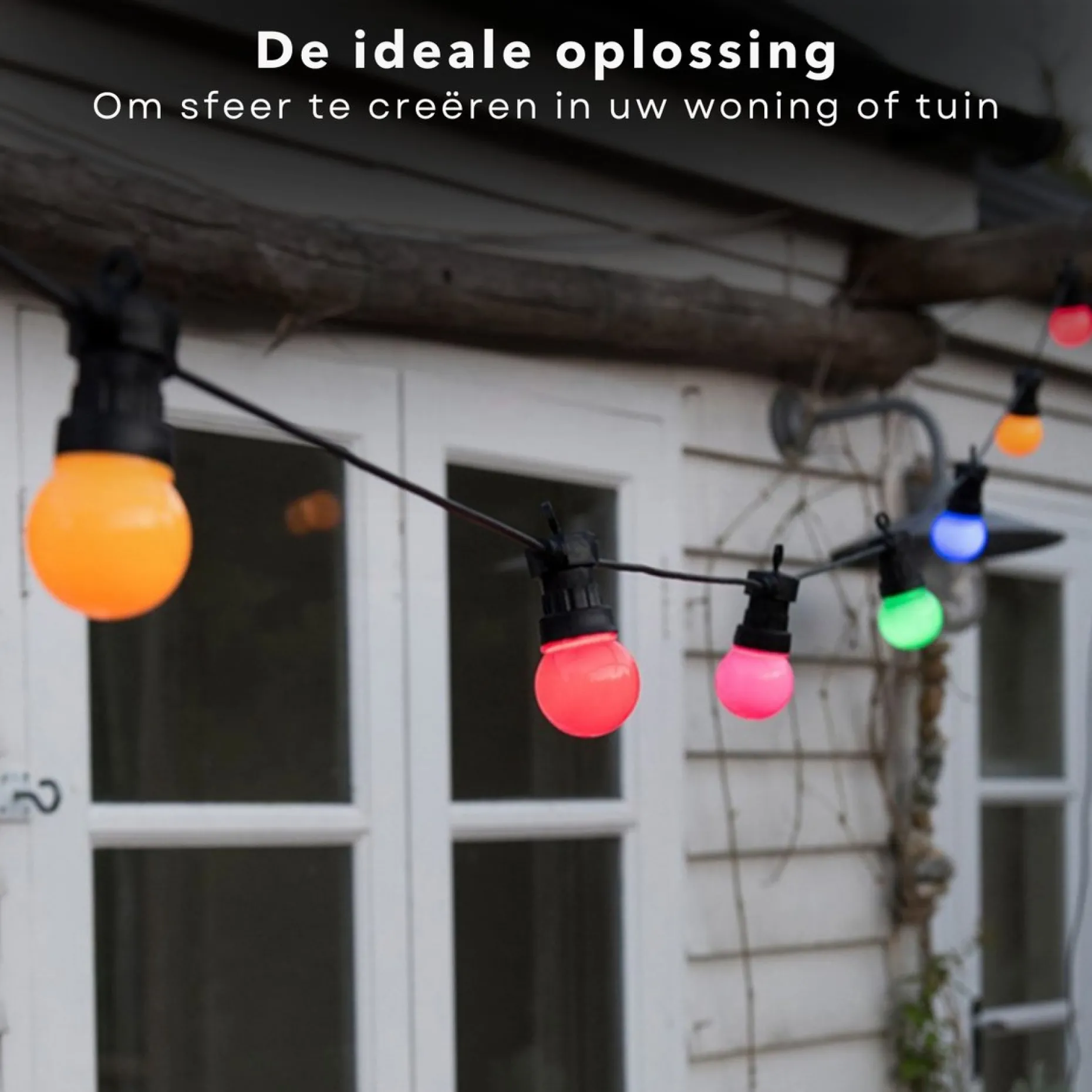 Cheqo Lichtslangen^® Feestverlichting - Lichtsnoer - Tentverlichting - Fairy Lights - 10L, 3V/20Ma - 8 Lichtfuncties - 50Cm Afstand - 9.50M Snoer - Ip44 Beschermwaarde - 2.4W Power Consumption - Ophangoog - Binnen & Buiten