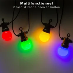 Cheqo Lichtslangen^® Feestverlichting - Lichtsnoer - Tentverlichting - Fairy Lights - 10L, 3V/20Ma - 8 Lichtfuncties - 50Cm Afstand - 9.50M Snoer - Ip44 Beschermwaarde - 2.4W Power Consumption - Ophangoog - Binnen & Buiten