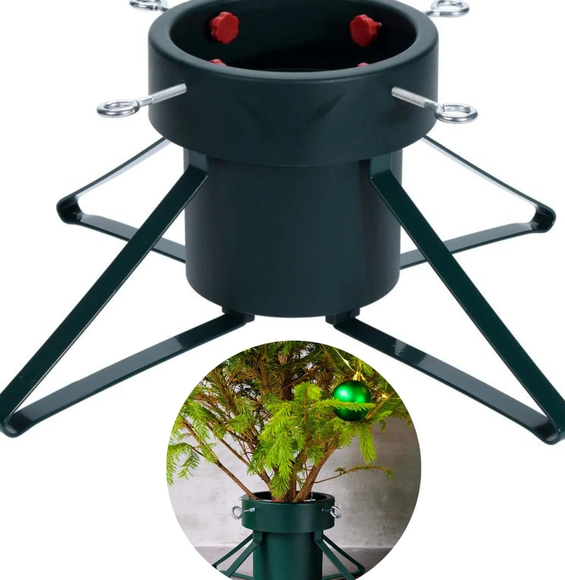 Cheqo Kerstboomstandaarden^® Kerstboomstandaard Met Waterreservoir - Kerstboomvoet Voor Bomen Tot 2 Meter - Kerstboom Standaard - Kerstboom Voet - 1.8 Liter