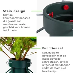 Cheqo Kerstboomstandaarden^® Kerstboomstandaard Met Waterreservoir - Kerstboomvoet Voor Bomen Tot 2 Meter - Kerstboom Standaard - Kerstboom Voet - 1.8 Liter