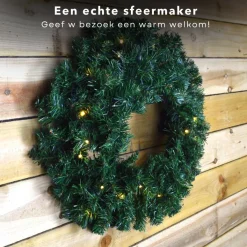 Cheqo ® Kerstkrans Met Led Verlichting - Krans - Kerstdecoratie - Kerstmis - Met Timer Functie - O50 Cm New