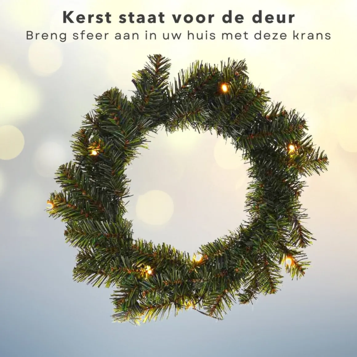 Cheqo ® Kerstkrans Met Led Verlichting - Krans - Kerstdecoratie - Kerstmis - Met Timer Functie - O35 Cm Cheap