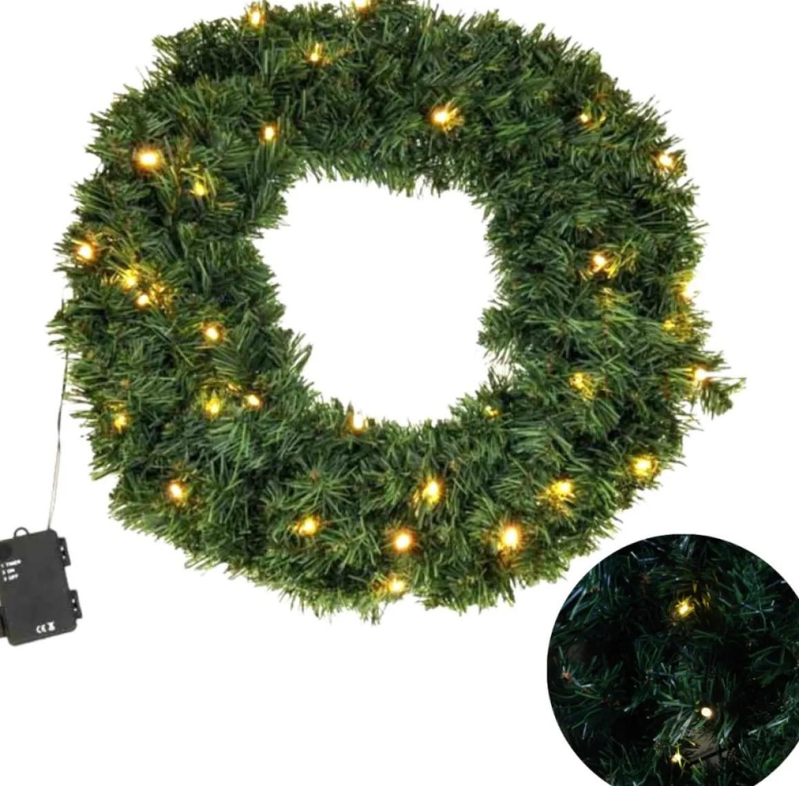 Merkloos Cheqo® Kerstkrans Met Led Verlichting - Krans - Kerstdecoratie - Kerstmis - Met Timer Functie - O50 Cm Cheap