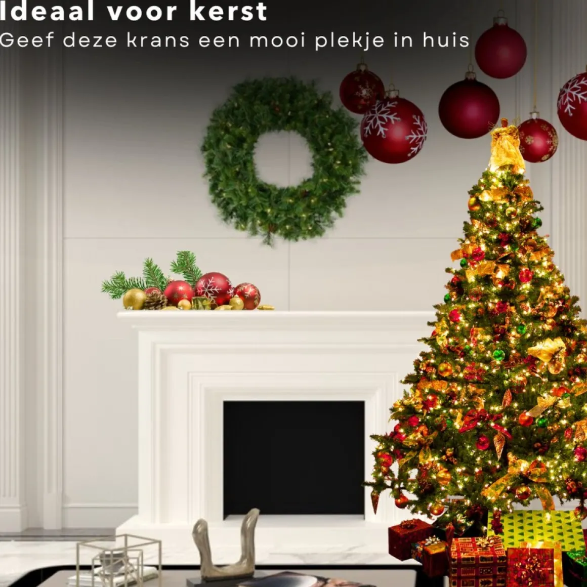 Merkloos Cheqo® Kerstkrans Met Led Verlichting - Krans - Kerstdecoratie - Kerstmis - Met Timer Functie - O50 Cm Cheap