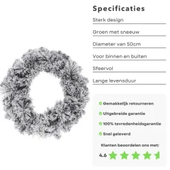 Cheqo ® Kerstkrans Met Sneeuw - Krans - Kerstdecoratie - Kerstmis - Groen En Wit - O50 Cm Best Sale