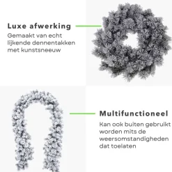Cheqo ® Kerstkrans Met Sneeuw - Krans - Kerstdecoratie - Kerstmis - Groen En Wit - O40 Cm Online