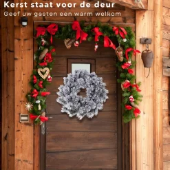 Cheqo ® Kerstkrans Met Sneeuw - Krans - Kerstdecoratie - Kerstmis - Groen En Wit - O40 Cm Online